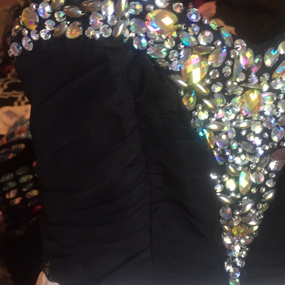 Black Rhinestone Prom Dress - Picture 4 of 5